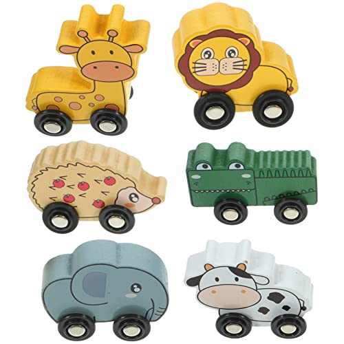 ifundom 6st Kinderauto Aus Holz Magnetischer Eisenbahnwaggon Rechenblock-Spielzeug Montessori-autospielzeug Tierzugspiel Eisenbahn-Auto-Spielzeug Kinder Trainieren Autos Kinderzug Hölzern von ifundom