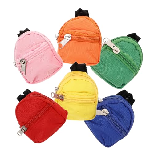 ifundom 6st Kleine Schultasche Mini-puppentasche Zubehör Für Babypuppen Schulbedarf Für Minipuppen Kleines Mini-rucksackspielzeug Puppe-reißverschluss-Rucksack Kleiner Rucksack Polyester von ifundom