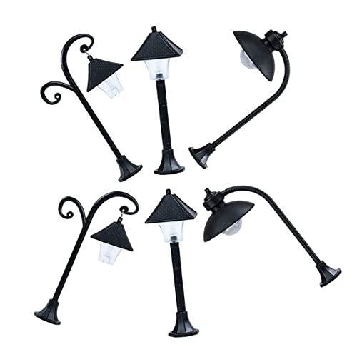 ifundom 6st Modell Straßenlaterne Solar- Sonne Lichter Dekoration Post Lampe Würfel Led-glühbirne Brunnen Nacht Im Freien Miniatur Solarstrahler Im Außenbereich Kabel Black PVC von ifundom