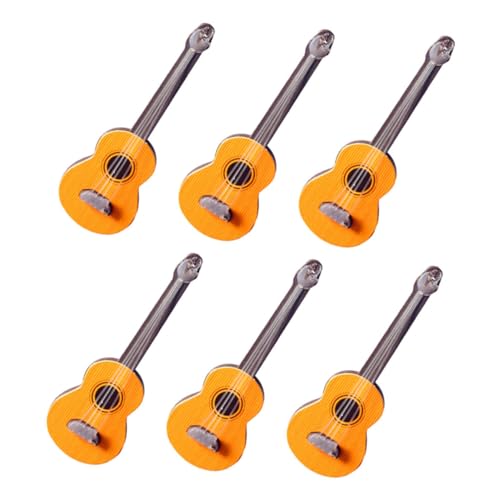 ifundom 6st Puppenhaus Gitarre Mini-gitarrenmodell, Kleine Ornamente Mini -gitarrenmodell Hanging Ornament Mini-musikinstrumentenmodell Mini-Gitarren- Mini-gitarrenspielzeug Holz von ifundom