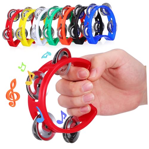 ifundom 7 Stück Hand-tamburine für Jungen und Mädchen Musikinstrumente Baby-musikspielzeug für 1-jährige Hand-Percussion-Tamburin für Jungen und Mädchen Erwachsene von ifundom