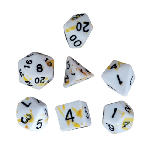 ifundom 7st Brettspiel Würfel Unregelmäßige Punktwürfel Realistische Blutwürfel Spiel-Requisiten Würfel Für Rollenspiele Partyzubehör Blutspritzerwürfel Acryl Yellow von ifundom