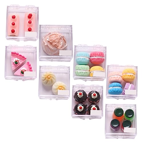 ifundom 8 Sätze Miniatur-lebensmittelset Mini-hausdekorationen Mini-küchenszenendekor Mini-Dessert-Modell Mini Brotverzierung Mini-Kuchen-Modell Miniaturdesserts Gefälschter Kuchen Plastik von ifundom