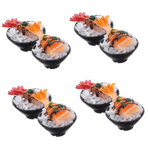 ifundom 8 Stück Simulierter Sushi Reis Tischdekoration Fleisch Miniatur Puppenhaus Realistisches Lebensmittelmodell Foto Requisiten Essen Spielen Realistisches Lebensechtes Sushi von ifundom