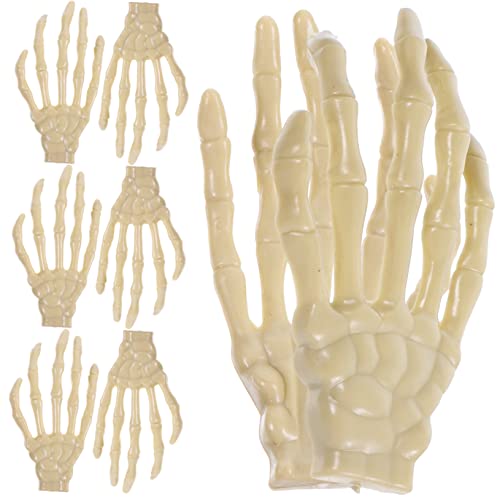 ifundom 8st Skeletthand Skelett-handdekor Realistisches Skelettdekor Skelett-dekor Schwangerschaftsaufkleber Für Den Bauch Halloween-Skelett Spukhaus-dekor Gruseliges Skelett Beige Plastik von ifundom