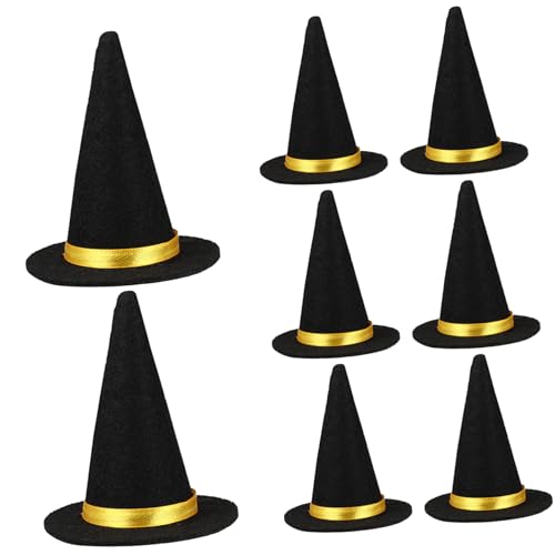 ifundom 8st Weinflasche Minihut Mit Besen Gesichtsfarbe Klobiger Glitzer Halloween-minihut Für Weinflasche Mini-hexenhut Aufkleber Weinflaschenverschluss Schwarze Maske Funky Black von ifundom