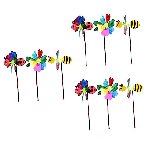 ifundom 9 STK Insektenwindmühle spielstrasse für Kinder spielzelt Kinder gartenaccessoires Toys Blumenspinner Windspielzeug Windmühle Spielzeug Windmühlen-Ornament Plastik Colorful von ifundom