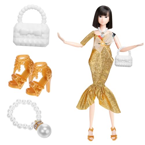 ifundom Abendkleid Puppenkostüm mit Pailletten Kleid High Heels und Handtasche Elegantes Puppenoutfit mit Zubehör für Stilvolle Party und Festliche Anlässe ifundom Abendkleid Puppenkostüm mit Pailletten Kleid High Heels und Handtasche Elegantes Puppenoutfit mit Zubehör für Stilvolle Party und Festliche Anlässe von ifundom