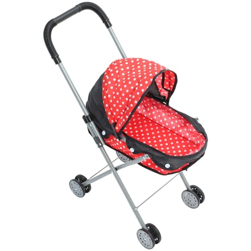 ifundom Babypuppenwagen Babypuppenzubehör Faltbarer Gepunkteter Puppenwagen Spielwagen Für Kleinkinder Und Mädchen von ifundom