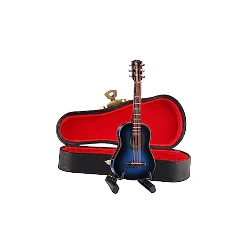 ifundom Blaue Miniatur Gitarre Aus Mit Ständer Und Klassisches Musikinstrument Dekoration Und Für Musikliebhaber Kunsthandwerk Und Sammlerstücke von ifundom