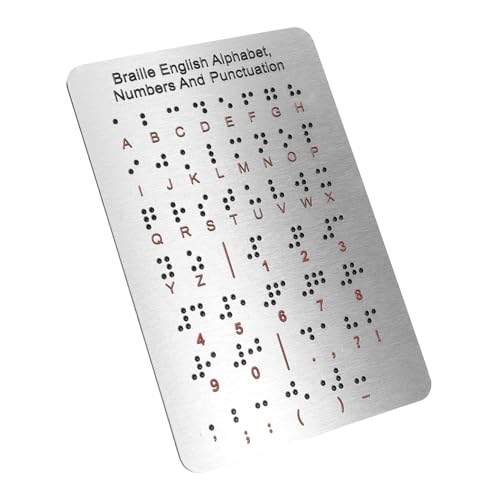 ifundom Braille-Alphabet-tafel Mit Erhabenen Punkten, Zahlen, Satzzeichen, Braille-lerntafel Aus Edelstahl Für Den Unterricht Von Anfängern, Blinden Kindern Und Erwachsenen von ifundom