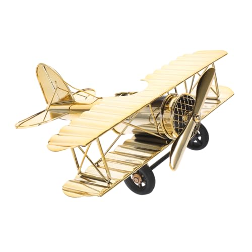 ifundom Flugzeugmodell Flugzeug-mittelstücke Desktop-Ebene Vintage-spielzeugmodell Flugzeugdekoration Vintage Flugzeugdekor Vintage-Flugzeug- Desktop-Ornament Wohnkultur Golden Eisen von ifundom