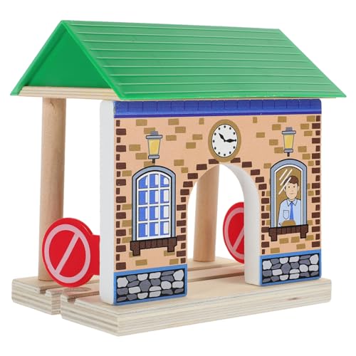 ifundom Gleiszubehör holzeisenbahn für Kinder Train Set for Rollenspiel im Bahnhofsgebäudemodell Hölzerner Bahnhof lustiger Bahnhof Koffer vorgeben der Zug Spielzeug schmücken von ifundom