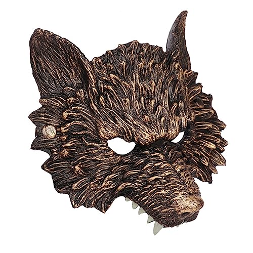 ifundom Halloween Wolf Maske Halloween Gruselige Halloween-maske Maske Wolf Kostüm Maskerade Maskerademaske Für Männer Maskentier Wolfsmaske Halloweenkostüm Halbmaske Kostüm Golden Pu von ifundom