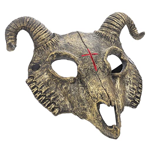 ifundom Halloween Ziegenmaske PU Maske Für Cosplay Und Maskerade Tierisches Kopf Für Halloween Feiern Goldene Farbgebung von ifundom