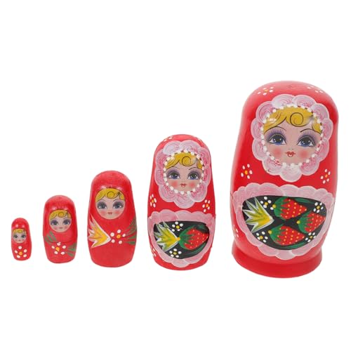 ifundom Handbemalte Holz Russische Matroschka Puppen Set mit Erdbeer-Motiv Stabile Stapelspielzeuge und Farbenfrohe Nesting Dolls für Tischdeko Kinderzimmer und Sammler ifundom Handbemalte Holz Russische Matroschka Puppen Set mit Erdbeer-Motiv Stabile Stapelspielzeuge und Farbenfrohe Nesting Dolls für Tischdeko Kinderzimmer und Sammler von ifundom