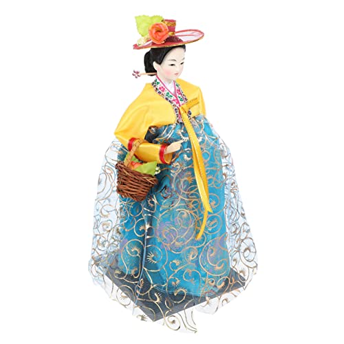 ifundom Handgefertigte Puppe Schönheits-Hanbok-Puppen Hochzeitspuppenfiguren Hanbok-puppenfigur Dekoration Koreanische Puppenfiguren Hanbok-Puppe Zum Sammeln Kawaii Plüsch Waldorf Yellow von ifundom