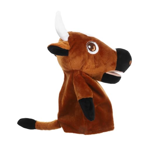 ifundom Handpuppe Ochse feinmotorik interaktives Tierplüschspielzeug Interaktive Handpuppe Tier Handpuppe Tiere Plüschtier-Handpuppen Marionette PP Baumwolle Brown von ifundom