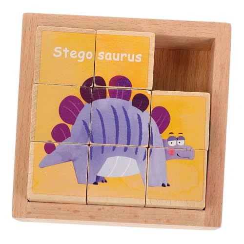 ifundom Holz Puzzle Blöcke Cartoon-Puzzle Dinosaurier-rätsel Lernrätsel Im Vorschulalter Spielzeug Bauen Block-Puzzle Spielzeug Zum Bauen Von Dinosauriern Bausätze Für Kinder Hölzern von ifundom