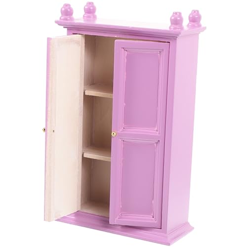 ifundom Holzschmuck Selber Machen Mini-hausbedarf Mini-kleiderschrank Im Schlafzimmer Hauszubehör Mini-Spielzeug Mini-dekor Miniatur-hausmöbel Puppengarderobe 1/12 Hölzern Violett von ifundom