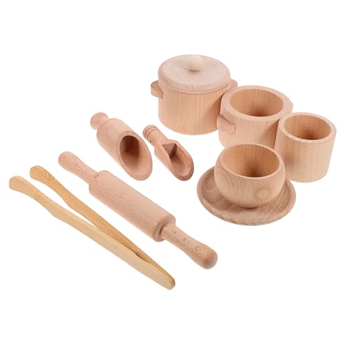 ifundom Teeservice Kinderküche Zubehör Holzspielzeug Teeservice Set Für Sensory Für Rollenspiele Lernspielzeug Für Die Spielküche Perfekt Für Teepartys Und Kreatives Ideal Für Ädchen Und Jungen von ifundom