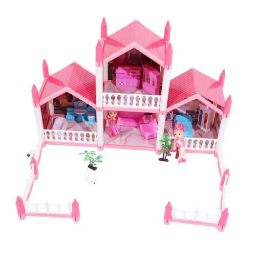 ifundom Kinderburg DIY-burgspielzeug Schloss-puppenhausmodell EIN Bauen Kinderspielzeug Kinder DIY Großes Villa-Schloss Miniatur-puppenhaus-bausatz Kreatives Schlossspielzeug Abs Rosa von ifundom