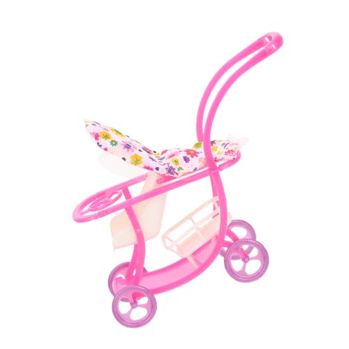 ifundom Kinderwagen Babyspielzeug Puppen Zubehör für Babypuppen Mini-Puppen Puppenwagen für Babypuppen Modell Puppenwagen Simulationspuppenwagen Puppenwagen für Kleinkinder Stoff Rosa von ifundom