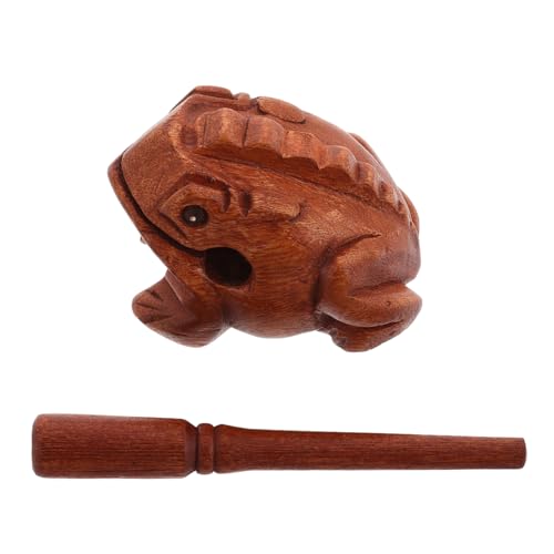 ifundom Klangspielzeug Musik-Rhythmus- Mini-musikinstrumente Handschlaginstrumente Kleine Schlaginstrumente Quakender Frosch Aus Holz Percussion-zubehör Hölzern Light Brown von ifundom