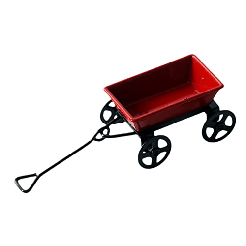 ifundom Kleiner Anhänger Mini Terrarien Figur Feentür puppenwagen kinderspielzeug Auto Trolley Trolley-Modell Zubehör Warenkorb-Desktop-Dekoration Eisen rot von ifundom