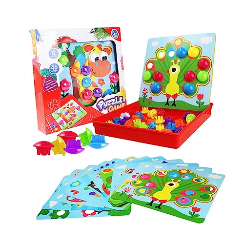 ifundom Kreatives Puzzle 1 Set Mit 46 Bunten Stiften Und 12 Karten Pädagogisches Matching Für Frühkindliche Bildung Ideales Für Jungen Und ädchen von ifundom