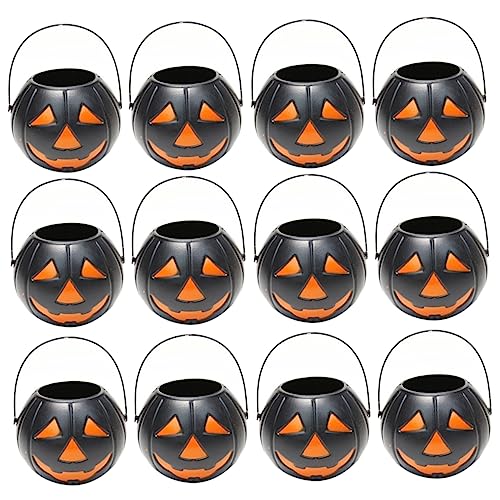 ifundom Kürbis Eimer Behälter Für Halloween-leckereien Kürbiskessel Geschenkkorb Süßigkeiten Tricktöpfe Partybevorzugungseimer Kürbis Geschenkeimer Halloween-leckerli-korb Black Plastik von ifundom