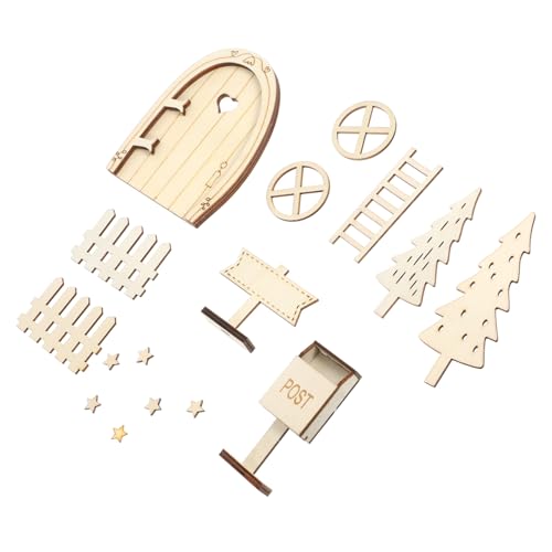 ifundom Mikrolandschafts-Elfentür Zahnfee-Türset winziges Weihnachtsdekor für den Außenbereich DIY Bastelset für Puppenhaus DIY-Miniaturmodell-Set Feentür-Kit Zahnfee Tür Holz Beige von ifundom