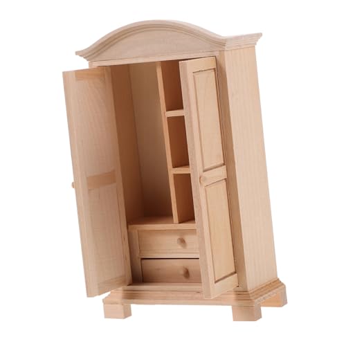 ifundom Mini-Kleider Schrank puppenhaus Schrank Puppenhausmöbelgarten kleiderschränke Miniature House kleiderständer kleiderbügel Puppengarderobe Tiny House Miniaturschrank hölzern von ifundom