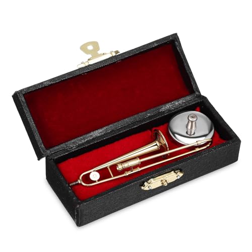 ifundom Mini-Posaune-Modell Miniaturmodell Eines Musikinstruments Mini-Musikinstrument Piccolo-Posaune Winzige Musikinstrumente Mini-instrumentenfiguren 24 Karat Vergoldetes Kupfer von ifundom