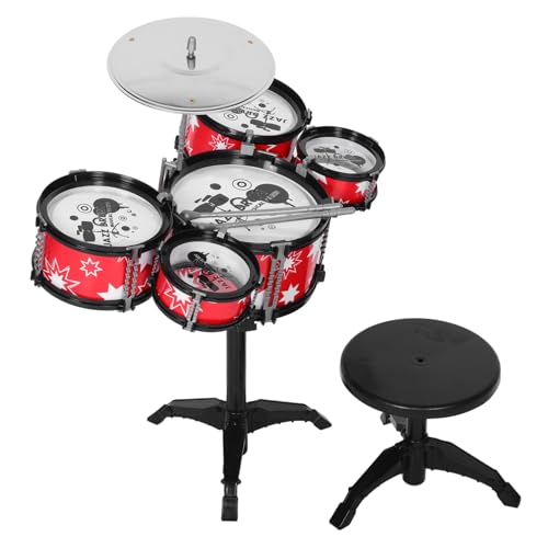 ifundom Mini Schlagzeug Für Realistisches Teilige Jazz Drum Set Mit Hocker Und Trommelschlägeln Musikinstrument Für Kleinkinder Ab Jahren Montessori Für Musikalische von ifundom