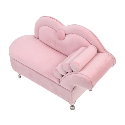 ifundom Mini-Sofa Sofas Bausatz Miniatur-Couch Dekoration sammlerstücke dekoring Geschenkeidee schmuck Box Sofa-Modell filigranes Sofamodell Mini-Basteldekore Flanell Rosa von ifundom