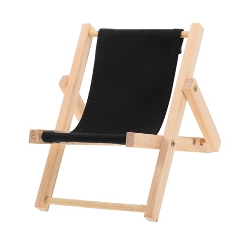 ifundom Mini-Strandkorb Faltbarer liegestuhl Faltbarer strandstuhl Mini strandstuhl Klappbarer Liegestuhl Puppenstuhl winzige Möbel Mini-Lounge-Sessel Mini-Stuhl-Modell Buche Black von ifundom