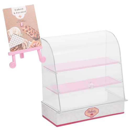 ifundom Miniatur-kuchenschrank Simulation Mini-Schrank Puppenhaus Bäckereischrank Schrank Modell Puppenhaus-Ornament Miniaturschrank Miniaturschränke Modell Schiebetürenschrank Abs Rosa von ifundom