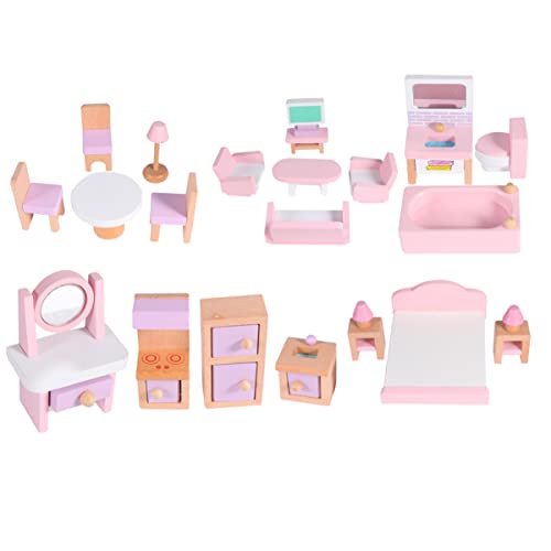 ifundom Miniatur öbel Set Aus Buchenholz Für Puppenhaus 1 Set Mit Dekorativen Miniaturmöbeln Pink Perfekt Für Kreative Miniatur Dekoration Und Für von ifundom