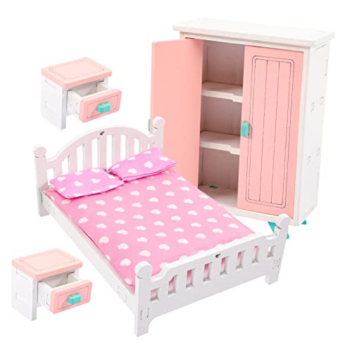 ifundom Puppenhausmöbel Puppenhaus Spielzeug Set 1 Set Öbel Set Bett Nachttisch Für Puppenhaus Dekoration Holzspielzeug Für Kinderzimmer Und Puppenhaus Zubehör von ifundom