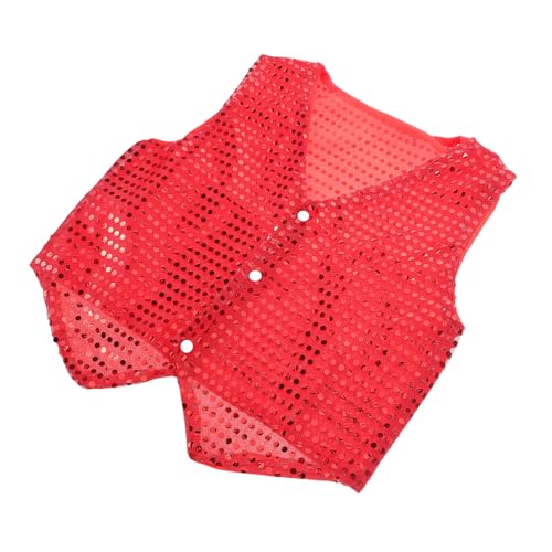 ifundom Paillettenweste Für Kinder Kinderzauberer-Outfit Halloween-kostümzubehör Kostümweste Für Kinder Rey Kostüm Für Kinder Disco-partyweste Zauberer-Outfit Für Kinder Polyester Rot von ifundom