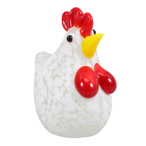 ifundom Party Huhn Dekorationen Tier Huhn Figur Sammelfigur Hahn Skulptur Henne Figur Tisch Glas Huhn Dekoratives Glas Huhn Dekor Desktop Glas Huhn Weiß von ifundom