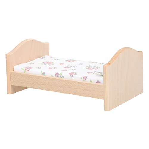 ifundom Puppenhaus Kinderbett Für Babypuppen Für Kinderbetten Puppenhausmöbel Aus Holz Miniaturbett Möbel Für Spielzeughäuser Bettspielzeug Puppenmöbel Minibett Hölzern von ifundom