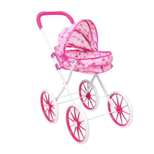 ifundom Puppenwagen Kleinkind- -Kinderwagen-Spielzeug Spielzeug-Kinderwagen Einkaufswagen Für Kleinkinder Zusammenklappbarer Kinderwagen Spiel Kinderwagen Spielen Eisenrahmen Rosa von ifundom