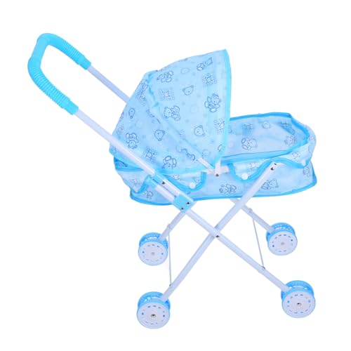 ifundom Puppenwagen Realistischer Spielzeugkinderwagen Puppen-Regenschirm-Kinderwagen Zubehör Für Babypuppen Spielzeug-Kinderwagen Mini-aufbewahrungswagen Spielzeugküche Eisen Sky-Blue von ifundom