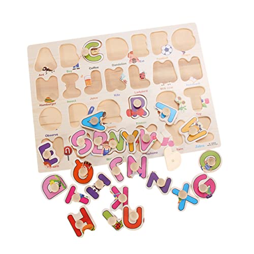 ifundom Puzzlebrett für Babys Kinder Puzzle rätselbuch Kinder kinderpuzzle Wooden jigsaws Kinder holzpuzzle Spielzeug Puzzle-Brett Puzzlebrett Holz Buchstabe Brett greifen Hölzern von ifundom