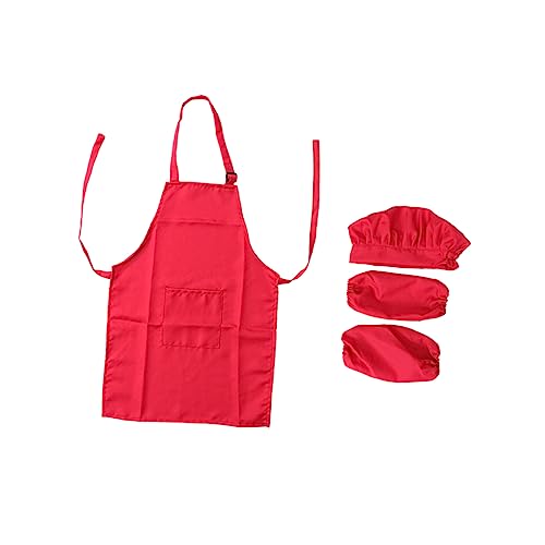 ifundom Satz Kinderschürze Kinderkoch-spielset Handschelle Zum Kochen Für Kinder Rot von ifundom