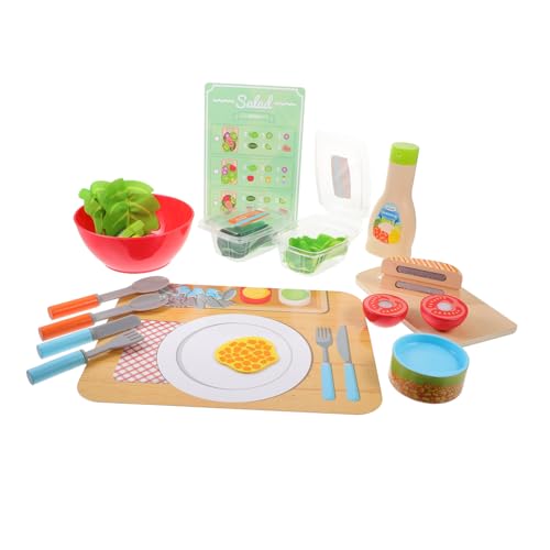 ifundom 1 Set Holzspielzeug Salatzubereitung Imitationsspielzeug Für Mit Schneide Und Wurf Funktion Rollenspiel Lebensmittelschneider Für Die Kinderküche Geeignet Ab 3 Jahren von ifundom