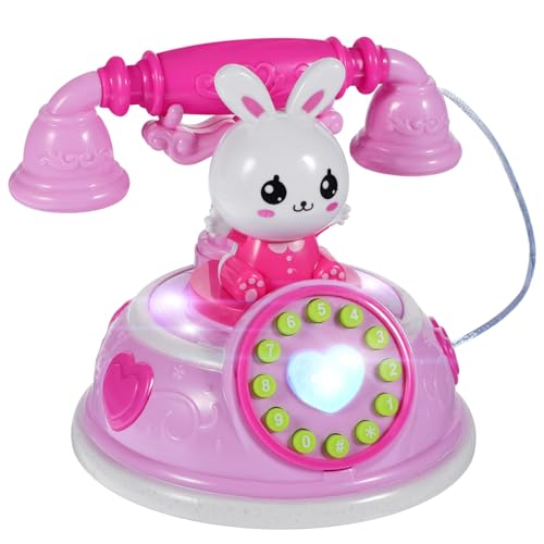 ifundom Simuliertes Telefon Kinderspielzeugtelefon Kindertelefone Kabelgebundene Simulation Haushaltsgerät Interaktives Telefon Kinderspielhaus Rollenspiel Rosa von ifundom