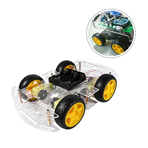 ifundom Smart-car-Chassis Mit Vier Rädern Auto Roboter Für Kinder Kfz-einbausatz DIY Rc-car-bausatz Roboter-Chassis Kfz-bausätze Roboterrad Kidzrobotix Chassis-kit Plastik Black von ifundom